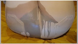 Bedwetting In Pee Stained White Jeans. Feeling Lazy And Wet The Bed Again ;p