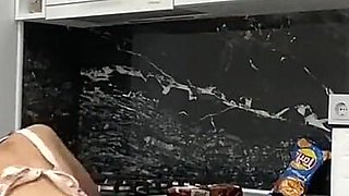Stunning Busty Bitch Masturbates in the Kitchen Before Her Lover Arrives