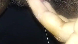 Close up Stroking My Big Clit Hairy Wet Pussy
