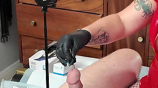 Urethral Sounding of Sex Slaves Cock Part 2