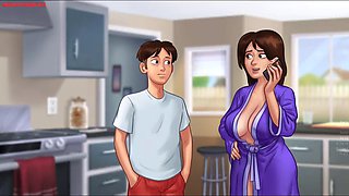 Sexy roommate Jenny getting nude showing her huge boobs, Huge Tits Slut teasing - Summertime Saga 09
