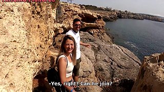 Naughty Spanish Amateur Couple Persuades Me To Have A Threesome In Public