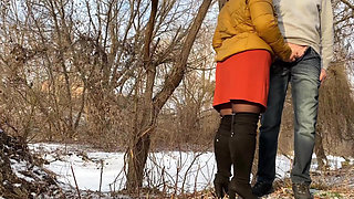 Hot stepmom pees with me outside