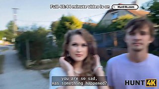 Hunt4k. sexy stunner una pixie was picked up by a stranger and was showing her jugs on front of boyfriend