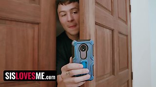 Super hot sis thots Lacy Lennon & Jewelz Blu are home alone with their stepbro's mad boner