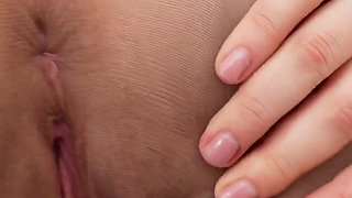 Ukrainian Brunette Sheer Nylon Tights Dildo Fucking