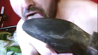 Licking riding boots