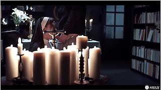 Freeuse Fantasy, Sata Jones And Sam Bourne - Porn For Atheists - Redhead Nun Time Stop Facefucked With Cum In Mouth