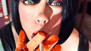 Hot Wife Tina Snua Smoking A Cork 100 Cigarette In Satin Gloves & Jewellery