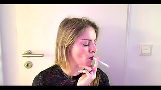 Close up Smoking in Black Lace