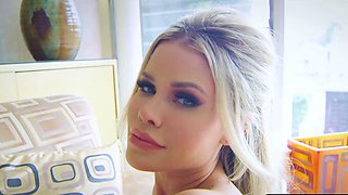 Busty petite blonde MILF bombshell strip