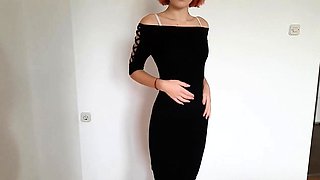 Redhead Teen Strips from Tight Dress on Webcam