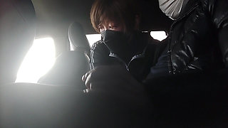 Midday parking lot blowjob and swallowing