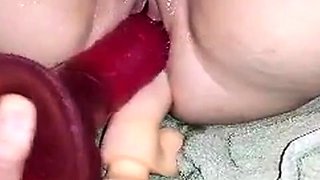 Anala och vaginala stretching med sexleksaker