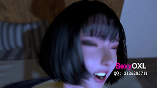 A beautiful woman gets aroused and fantasizes while watching an adult video