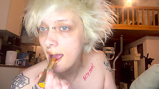 Goth Girl Lipstick Fetish Smoking a Cigarette