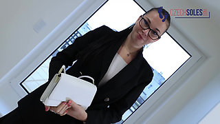 Paying Your Commission with Her Sexy Feet and Pantyhose