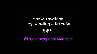 Sexy Femdom Mistress Dominates Naked Slave with Whip