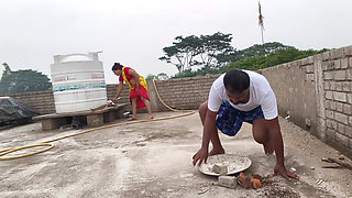 Beautiful Indian Village Aunty Hot Romance Big Boobs Press and Pussy Fucking on the Roof Over