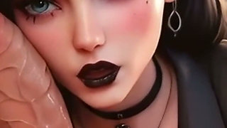 Every Boss’s Dream - Goth Secretary Relaxes Him Before the Meeting (ai Generated)