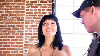 Bound Little Puck In POV Nipple Clamp And Fucking Machine