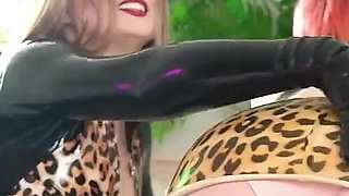 Hot Lesbian Petting in Latex Rubber Clothes, Fetish Video