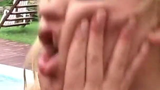 Two hot big tits blondes goes full rough hardcore to share cum in Creampie