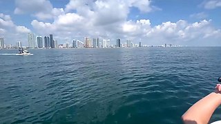 Big ass teen rides a giant cock with a wet pussy while jetskiing