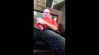 Big-Cock Daddy Strokes to Porn