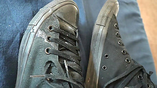 Sneaky Bathroom Sneaker Fetish Quickie