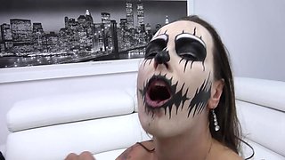 Mea's melonous mouth munches a meaty manhood while her booty gets banged in an X-rated punk scene