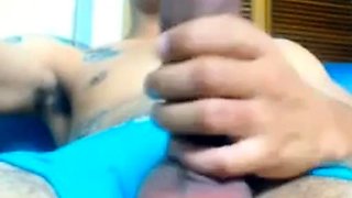 Big-Cock Latin Twink Shows Off on Webcam