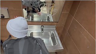 Begs For Creampie During Sneaky Hookup In Public Washroom