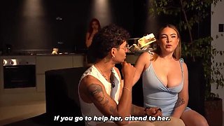 Bisexual Threesome Sex with Busty Blonde & Latina - Twerking and Ass Shaking in Living Room