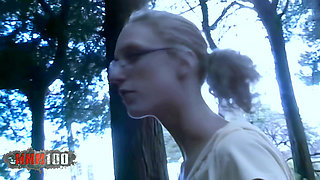 Starla-candy Beautiful French Blonde Starla Candy Pees in the Woods Then Sucks Terry's Cock
