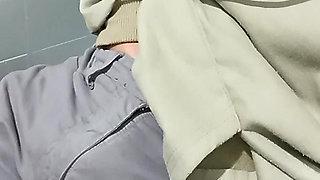 In the public restroom