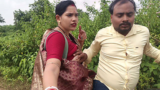 Indian Desi bihari village wife hard touch big boobs, by her lover, in running bike, in outdoor jungle