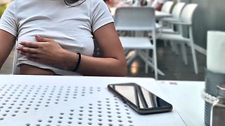 Flashing Boobs in a Restaurant