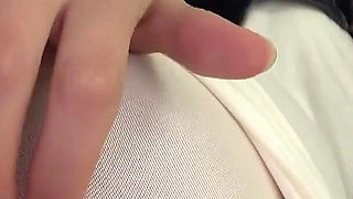 You Can See the Shape of Her Pussy Clearly! Slippery Pussy Juice See-through Masturbation Through Thin Panties 9