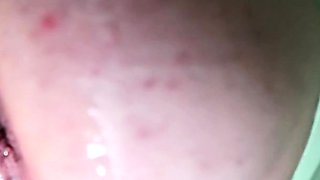 Toilet orgasm with creampie cum dripping