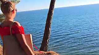 Hot 18-25 ash-blonde babe seduced on naturist beach for