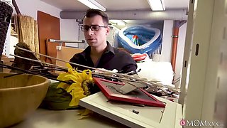 Caught fingering and punished by his squirting cougar boss - mommy porno