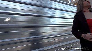 Fit Granny Looking for Fresh Cocks in Public at GrandMams