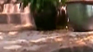 He Is Lying by the Pool When She Sits on His Cock