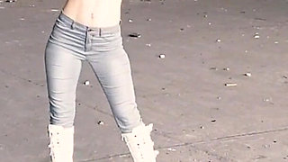 Walking and Teasing in My White Boots - Parts 1 and 2
