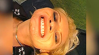 Busty Blonde Drenched in Massive Bukkake Cumshots
