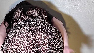 Sexy Busty Plump MILF in Sheer Leopard Print
