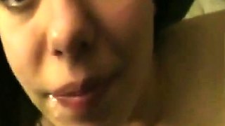 She swallows a big load from a huge black cock