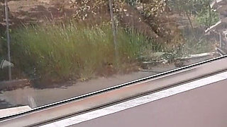 ABlowjob on Sunny Balcony Makes Him Cum in Her Mouth While Strangers Walking by, Not Knowing He Just Orgasmed All Over Her