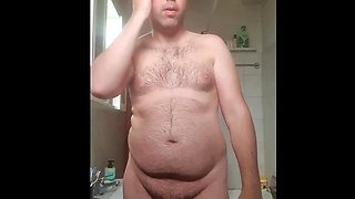 I get completely naked in the bathroom ready for the shower